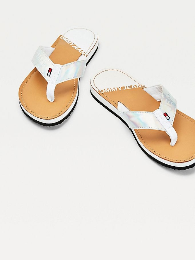 Tommy Hilfiger Iridescent Riemen Flip Flops Damen Weiß | AT342LSEC