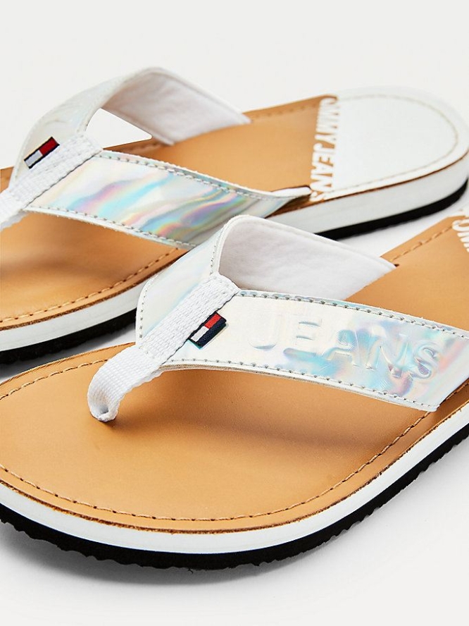 Tommy Hilfiger Iridescent Riemen Flip Flops Damen Weiß | AT342LSEC