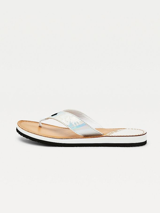 Tommy Hilfiger Iridescent Riemen Flip Flops Damen Weiß | AT342LSEC