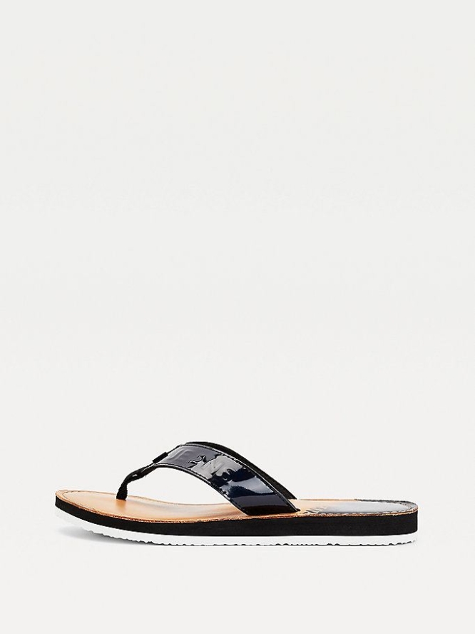 Tommy Hilfiger Iridescent Riemen Flip Flops Damen Schwarz | AT436DVOR