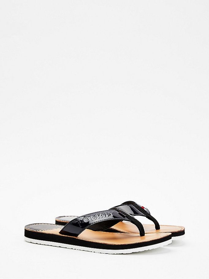 Tommy Hilfiger Iridescent Riemen Flip Flops Damen Schwarz | AT436DVOR