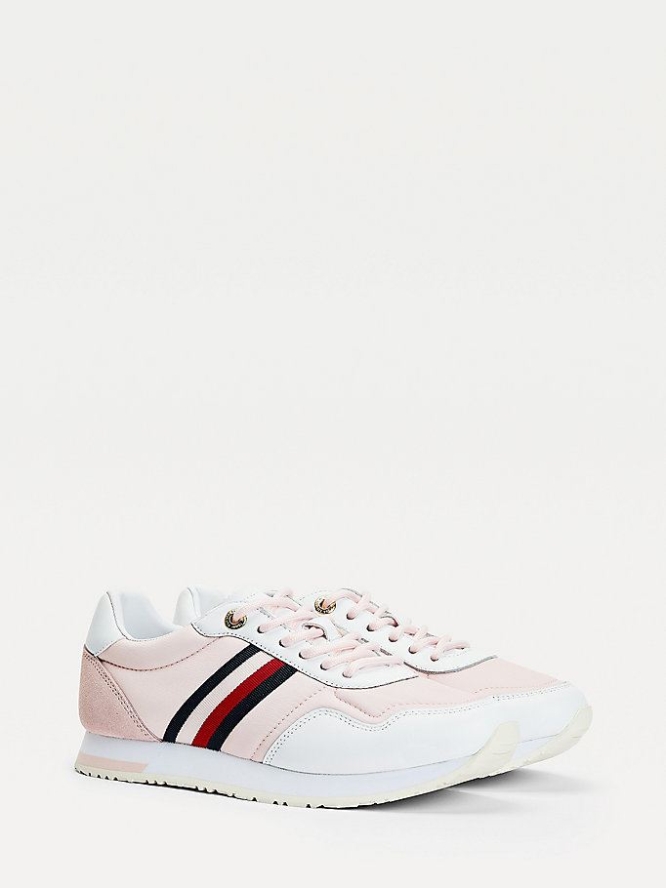 Tommy Hilfiger Iridescent Spitze-Up Sneakers Damen Hellrosa | AT237XEIN