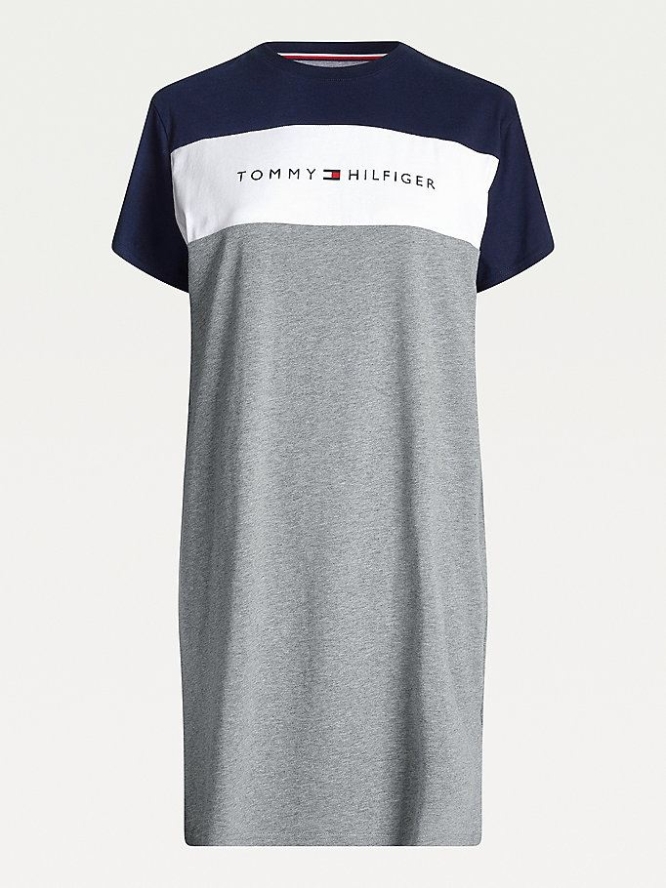 Tommy Hilfiger Kurzes Sleeve Organic Baumwoll Night Nachtwäsche Damen Weiß Grau | AT367BSVA