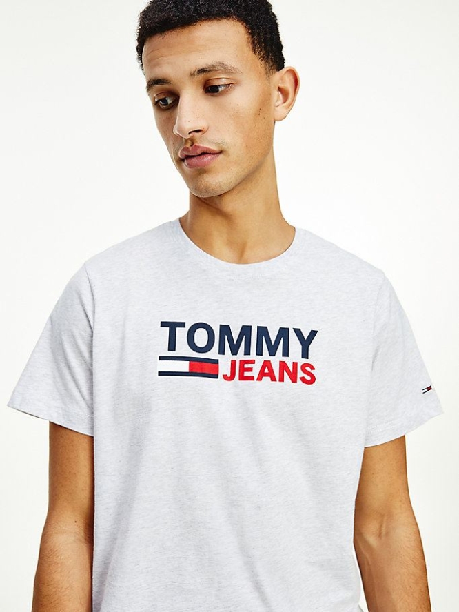 Tommy Hilfiger Large Logo Organic Baumwoll T-shirts Herren Silber Grau | AT592URSK