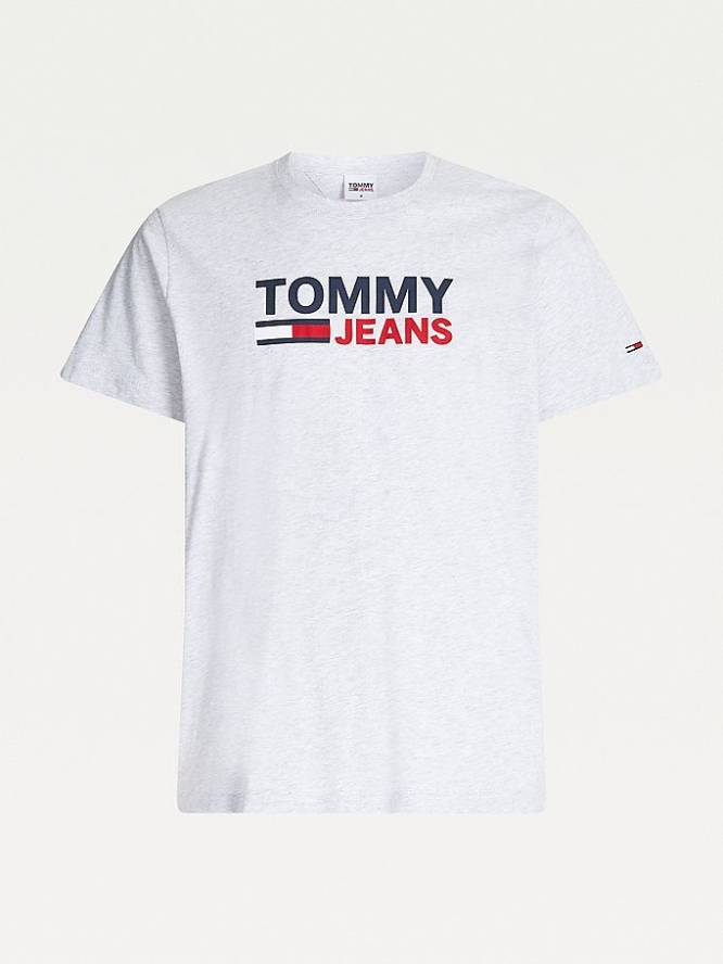 Tommy Hilfiger Large Logo Organic Baumwoll T-shirts Herren Silber Grau | AT592URSK