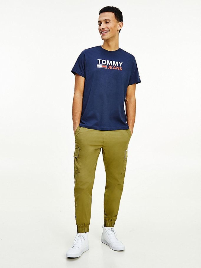 Tommy Hilfiger Large Logo Organic Baumwoll T-shirts Herren Hellnavy | AT829ZOLR