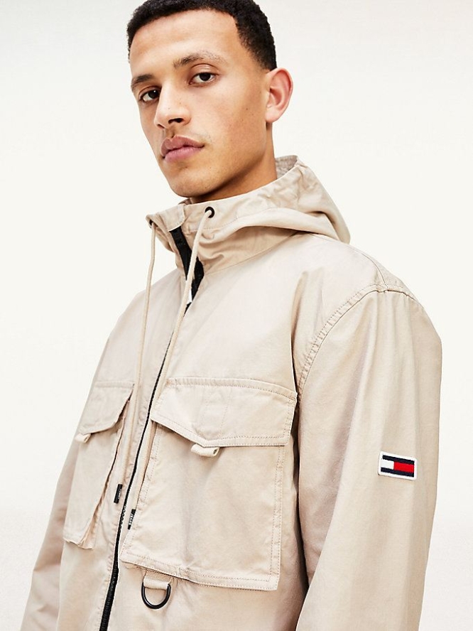 Tommy Hilfiger Laufschuhe Baumwoll Parka Jacke Herren Beige | AT104RCAW