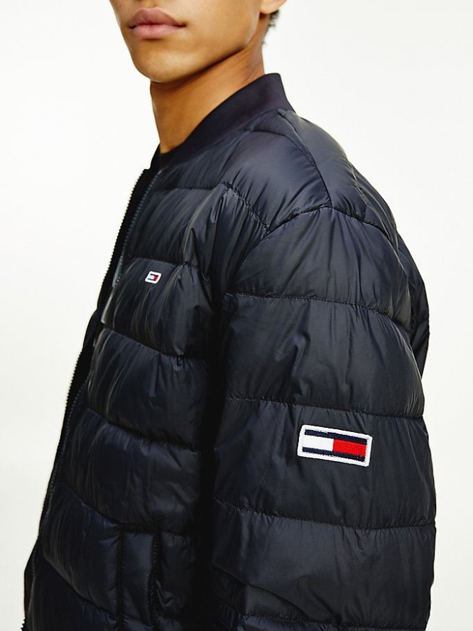 Tommy Hilfiger Laufschuhe Down-Filled Gepolstert Bomber Jacke Herren Schwarz | AT850NFWR