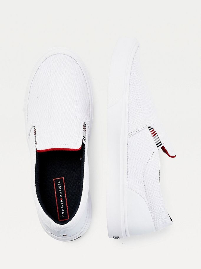 Tommy Hilfiger Laufschuhe Gestrickt Slip-On Sneakers Herren Weiß | AT815VFXW