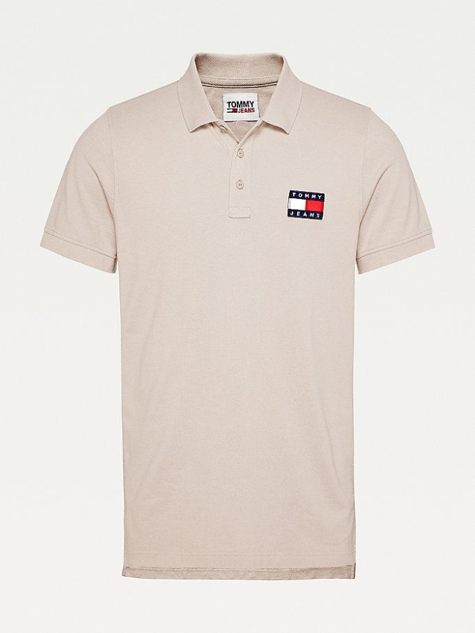 Tommy Hilfiger Laufschuhe Organic Baumwoll Polo Shirts Herren Beige | AT256NSTJ