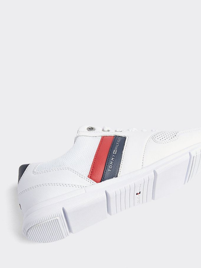 Tommy Hilfiger Laufschuhe Perforated Leder Sneakers Damen Weiß | AT195UZFS