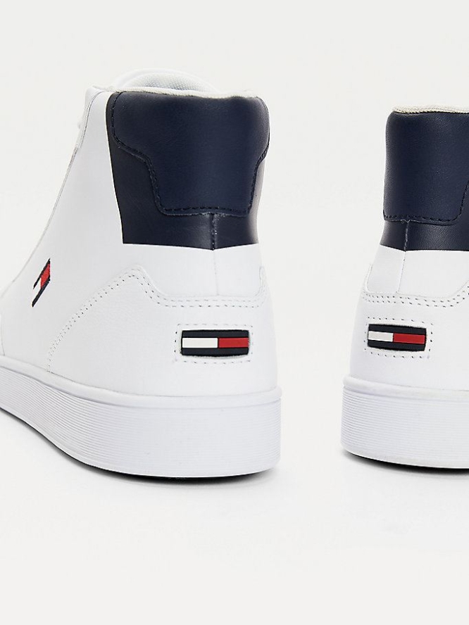 Tommy Hilfiger Leder High-Top Cupsole Sneakers Herren Weiß | AT795NSMR