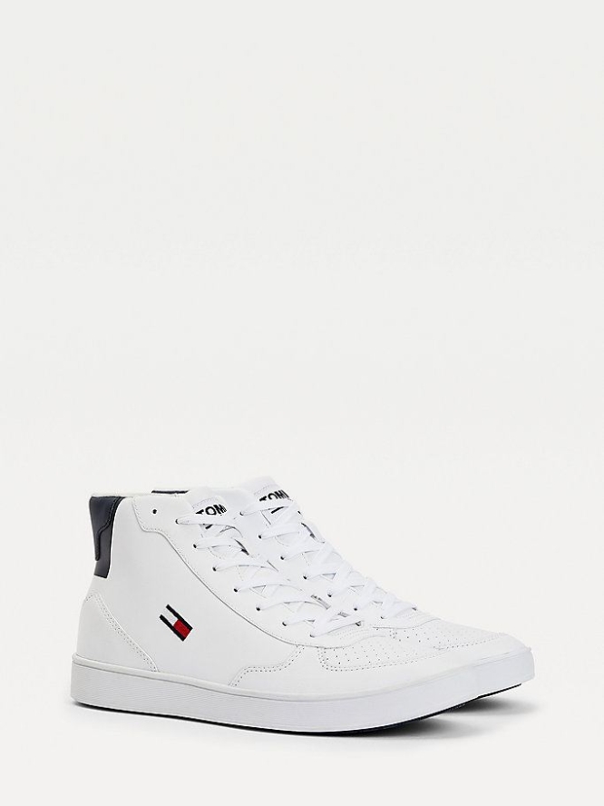 Tommy Hilfiger Leder High-Top Cupsole Sneakers Herren Weiß | AT795NSMR