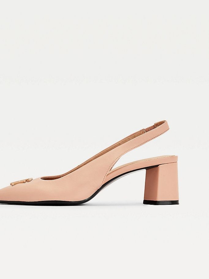 Tommy Hilfiger Leder Slingback Pumps Damen Braun | AT297ZAGR