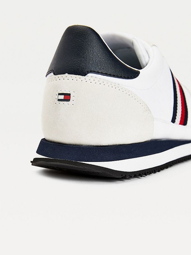 Tommy Hilfiger Leder Stripe Sneakers Herren Weiß | AT532CSFI