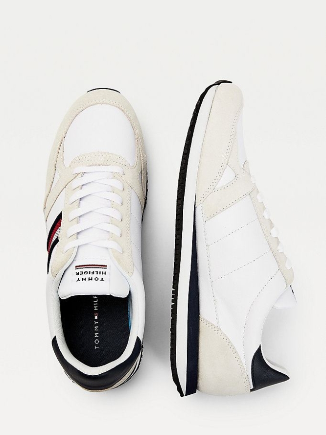 Tommy Hilfiger Leder Stripe Sneakers Herren Weiß | AT532CSFI