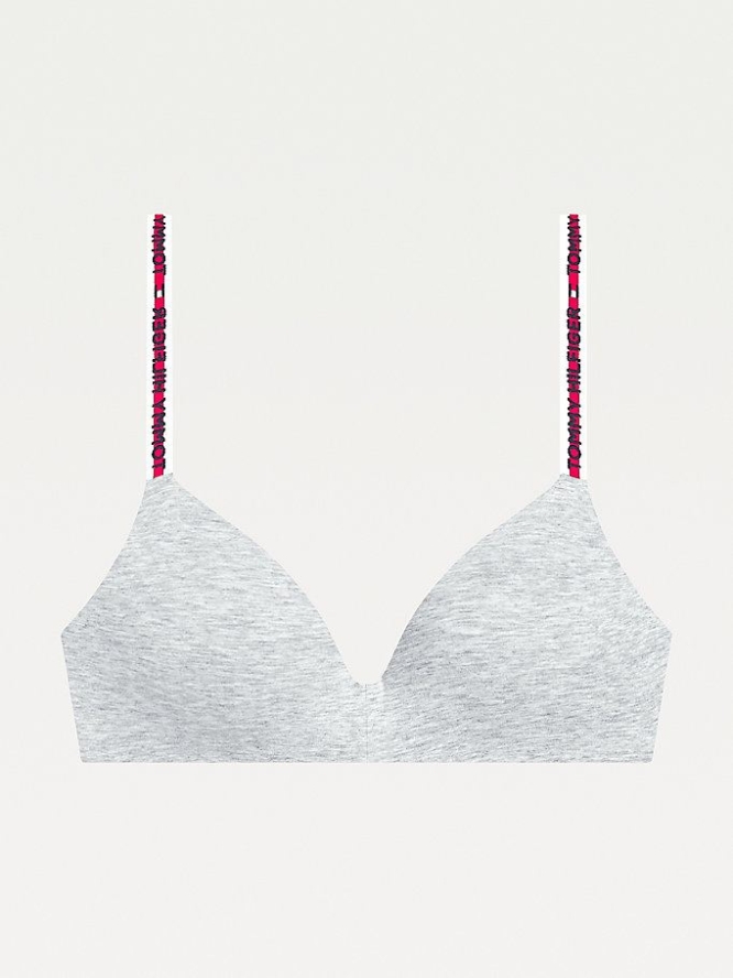 Tommy Hilfiger Lightly Gepolstert Stretch Triangle Bra Unterwäsche Damen Grau | AT384BQHG