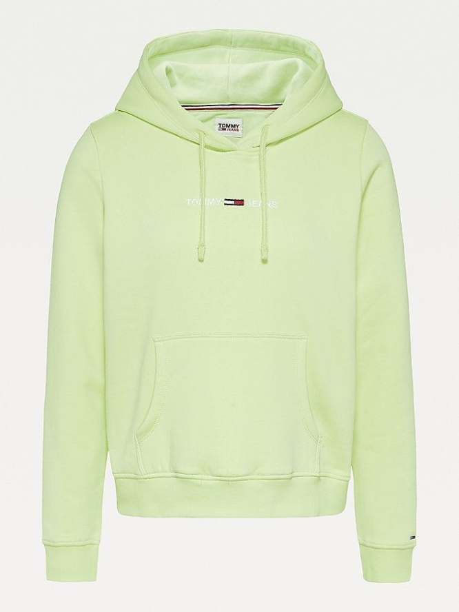 Tommy Hilfiger Linear Logo Hoodie Damen Hellgrün | AT650IVPD