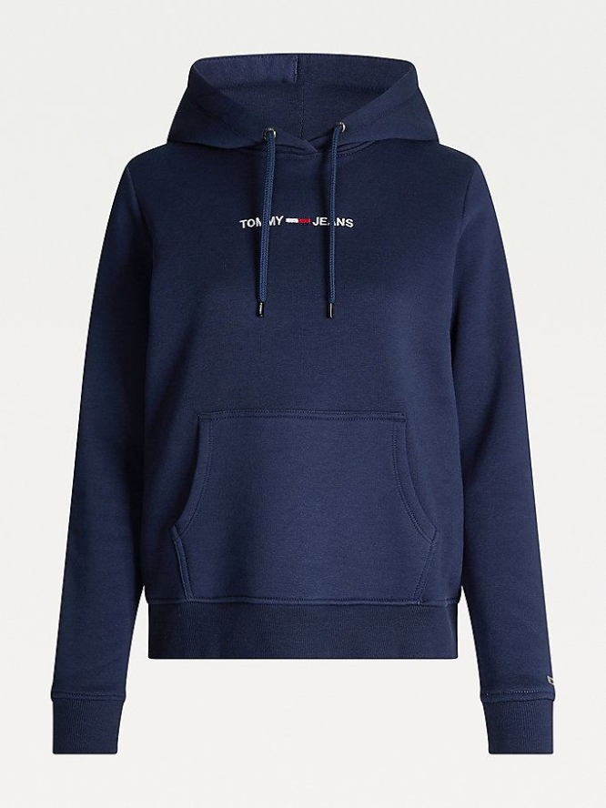 Tommy Hilfiger Linear Logo Hoodie Damen Hellnavy | AT849QTKJ