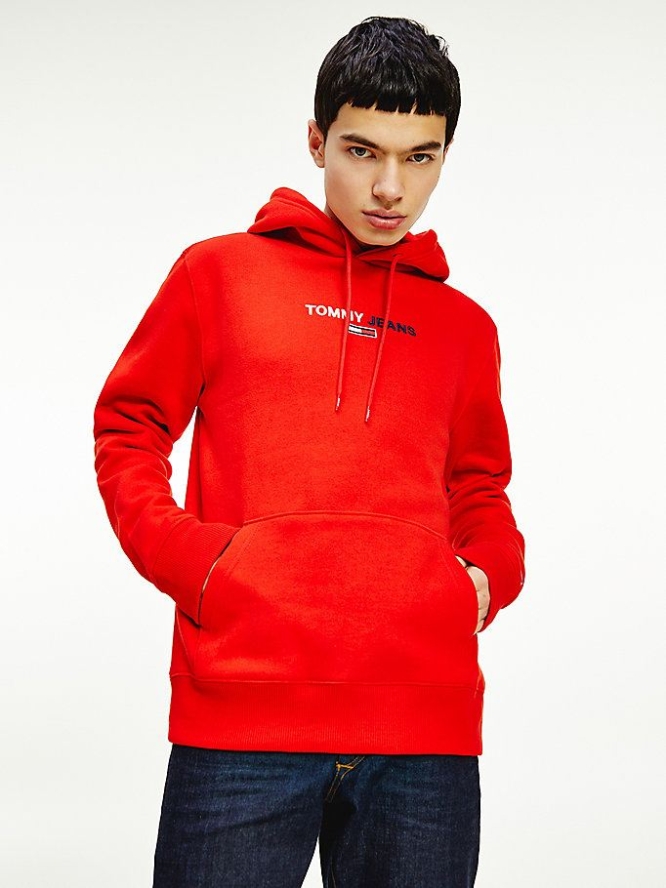 Tommy Hilfiger Linear Logo Hoodie Herren Tiefesrot | AT512ASMO