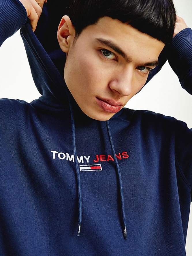 Tommy Hilfiger Linear Logo Hoodie Herren Hellnavy | AT830HRNA