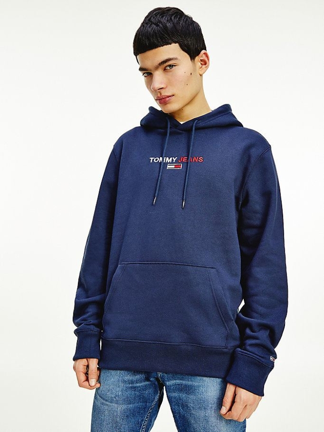 Tommy Hilfiger Linear Logo Hoodie Herren Hellnavy | AT830HRNA