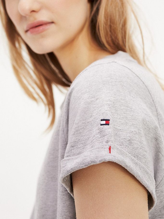 Tommy Hilfiger Logo Baumwoll Nachtwäsche Damen Grau | AT412LIXJ