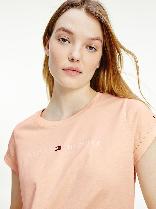 Tommy Hilfiger Logo Baumwoll Nachtwäsche Damen Koralle | AT479CQDZ