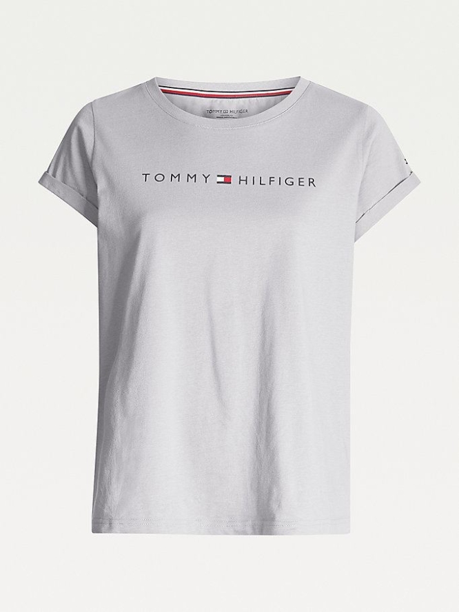 Tommy Hilfiger Logo Baumwoll Nachtwäsche Damen Grau | AT943FOMY