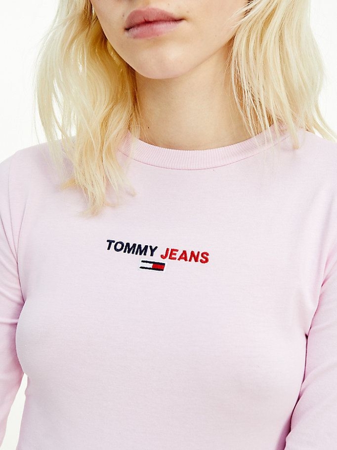 Tommy Hilfiger Logo Body T-shirts Damen Rosa | AT134WFEV