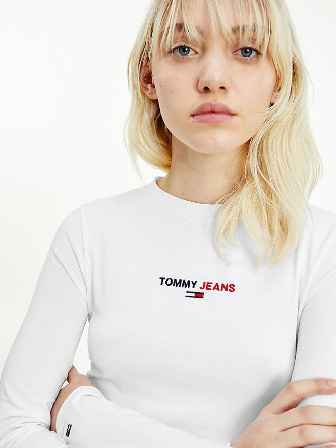 Tommy Hilfiger Logo Body T-shirts Damen Weiß | AT695WFUD