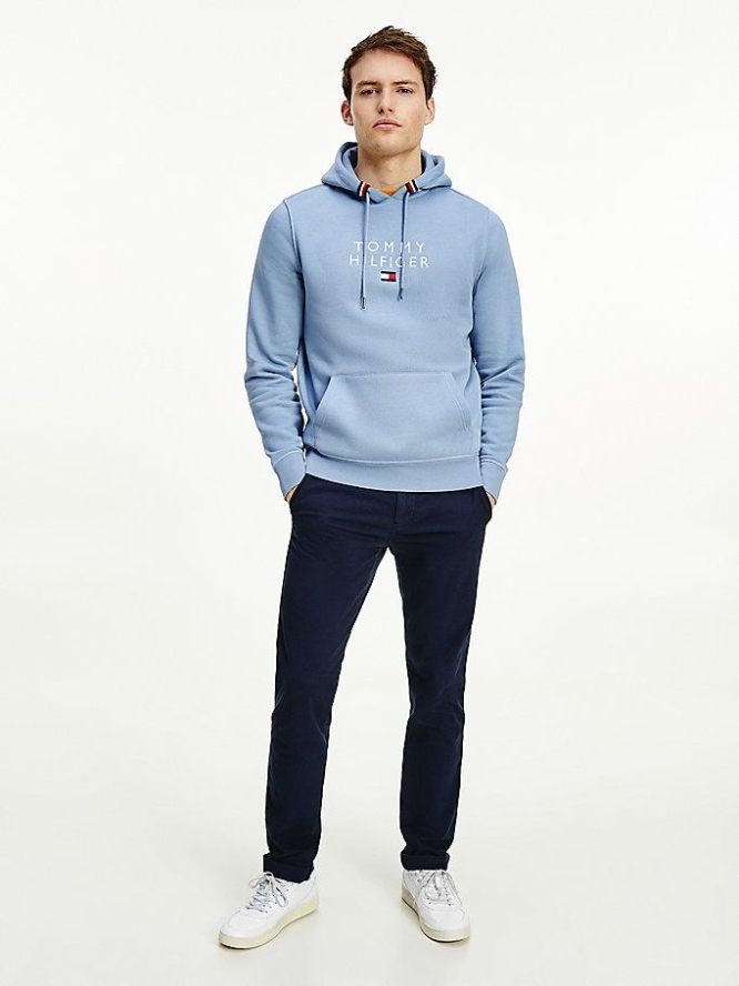 Tommy Hilfiger Logo Flex Fleece Hoodie Herren Indigo | AT372INLO