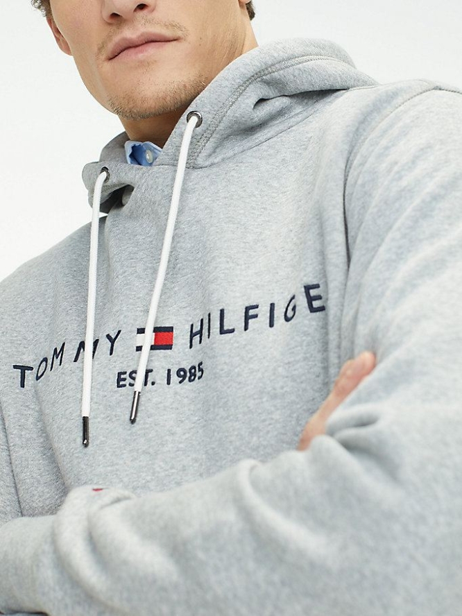 Tommy Hilfiger Logo Flex Fleece Hoodie Herren Grau | AT670XROQ