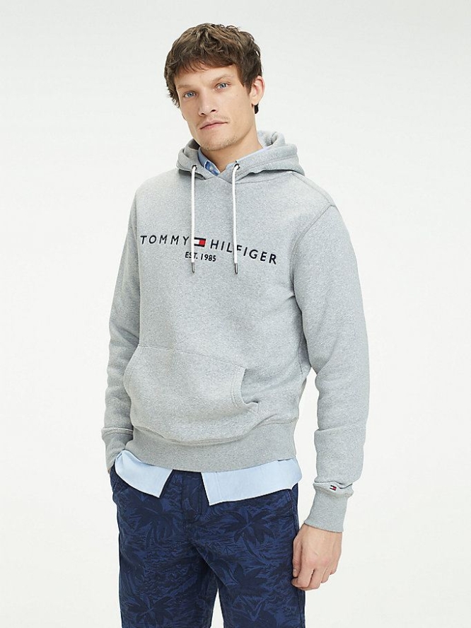 Tommy Hilfiger Logo Flex Fleece Hoodie Herren Grau | AT670XROQ