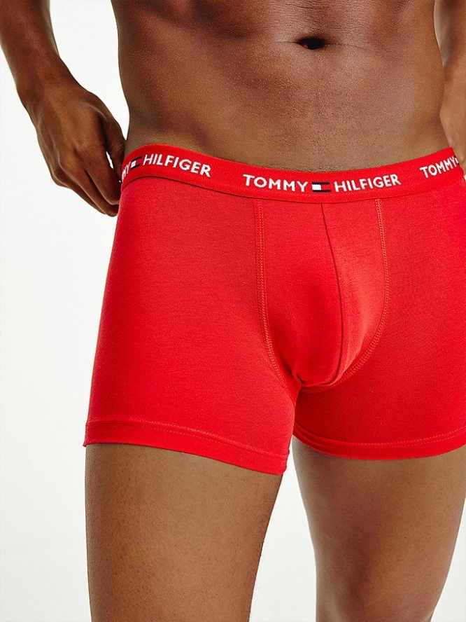 Tommy Hilfiger Logo Organic Baumwoll Trunks Unterwäsche Herren Rot | AT865TANY