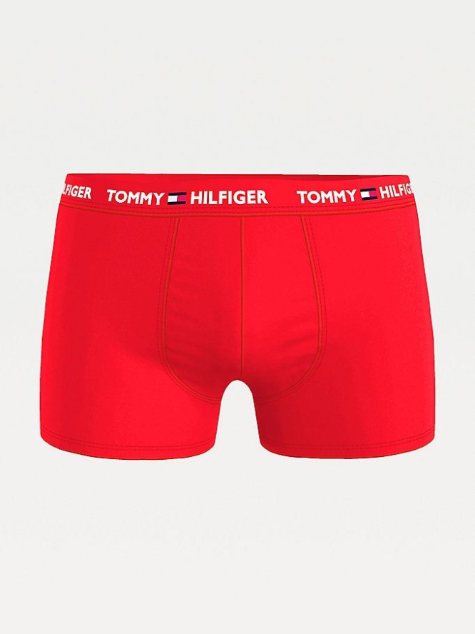 Tommy Hilfiger Logo Organic Baumwoll Trunks Unterwäsche Herren Rot | AT865TANY