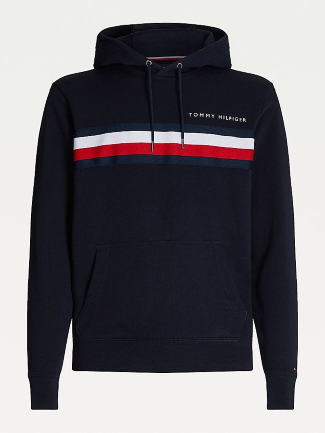 Tommy Hilfiger Logo Print Hoodie Herren Dunkelblau | AT134SFNU