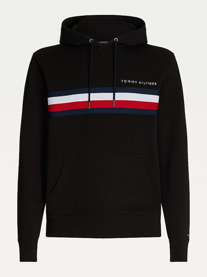 Tommy Hilfiger Logo Print Hoodie Herren Schwarz | AT489TCWF