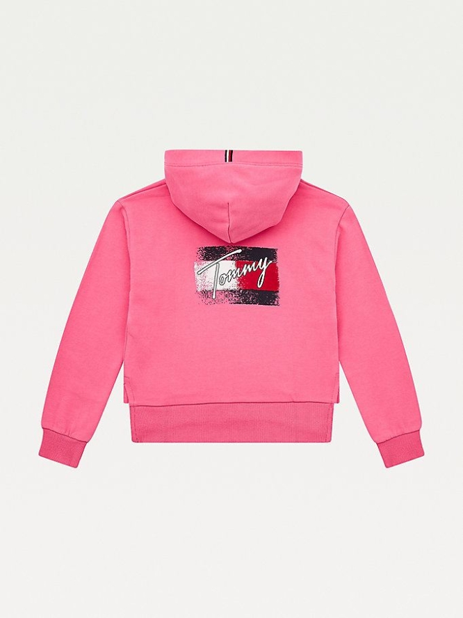 Tommy Hilfiger Logo Print Hoodie Kinder Rosa | AT016DTLM