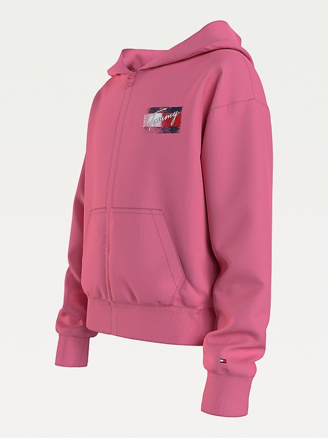 Tommy Hilfiger Logo Print Hoodie Kinder Rosa | AT016DTLM