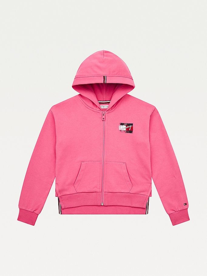 Tommy Hilfiger Logo Print Hoodie Kinder Rosa | AT016DTLM