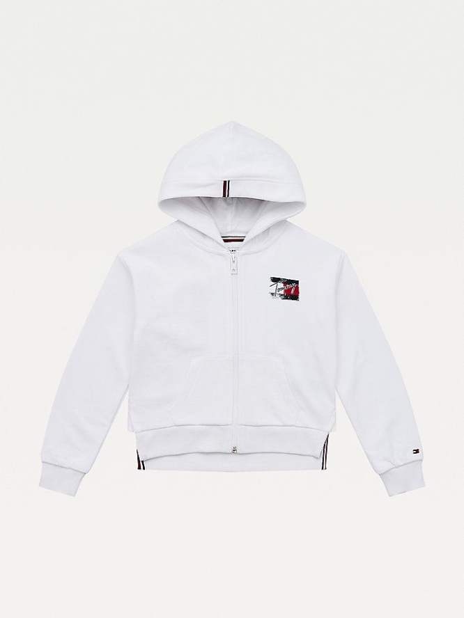 Tommy Hilfiger Logo Print Hoodie Kinder Weiß | AT716DMUB