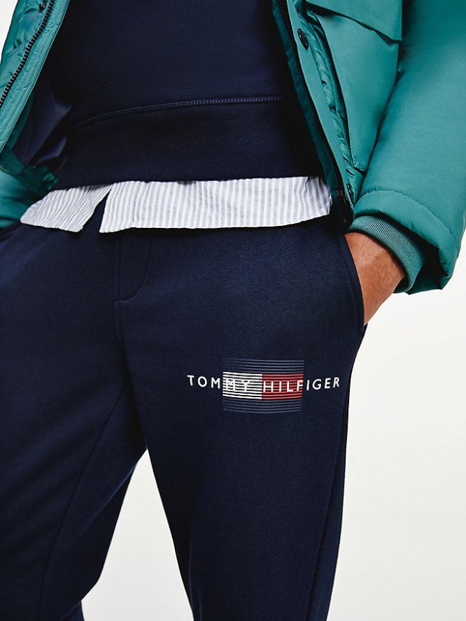 Tommy Hilfiger Logo Print Jogginghose Herren Dunkelblau | AT914FGBN