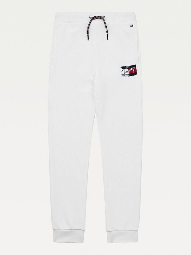 Tommy Hilfiger Logo Print Jogginghose Kinder Weiß | AT475ZGYR