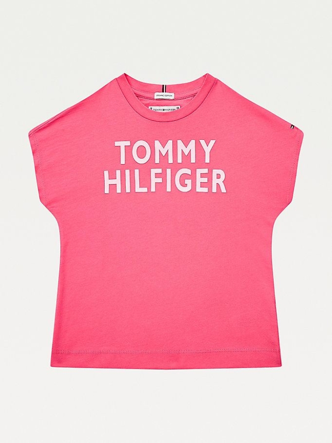 Tommy Hilfiger Logo Pure Organic Baumwoll T-shirts Kinder Rosa | AT534EULZ