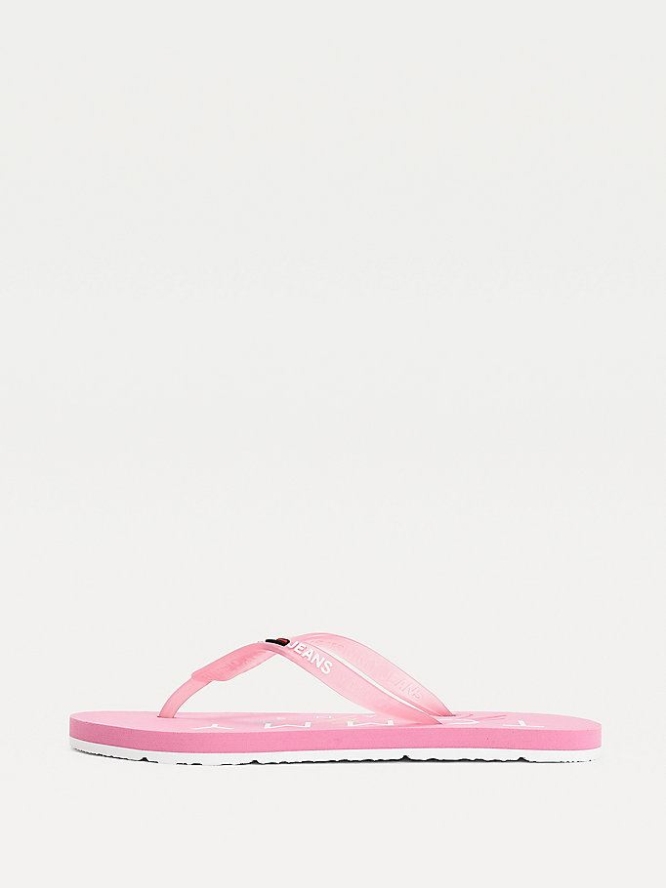 Tommy Hilfiger Logo Riemen Flip Flops Damen Rosa | AT826BUIN