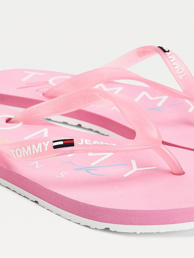 Tommy Hilfiger Logo Riemen Flip Flops Damen Rosa | AT826BUIN