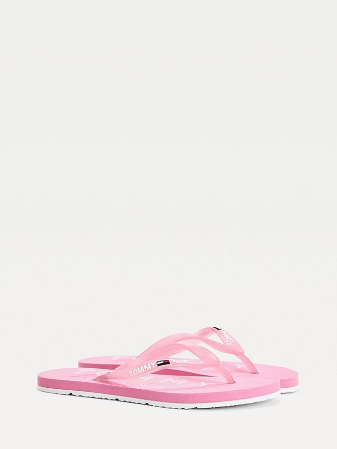 Tommy Hilfiger Logo Riemen Flip Flops Damen Rosa | AT826BUIN