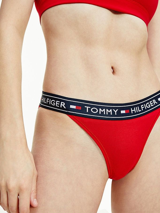 Tommy Hilfiger Logo Stretch Baumwoll Briefs Unterwäsche Damen Rot | AT517EIFD