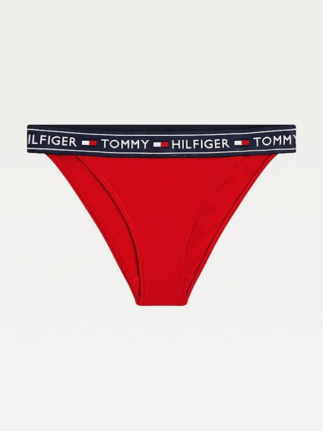 Tommy Hilfiger Logo Stretch Baumwoll Briefs Unterwäsche Damen Rot | AT517EIFD